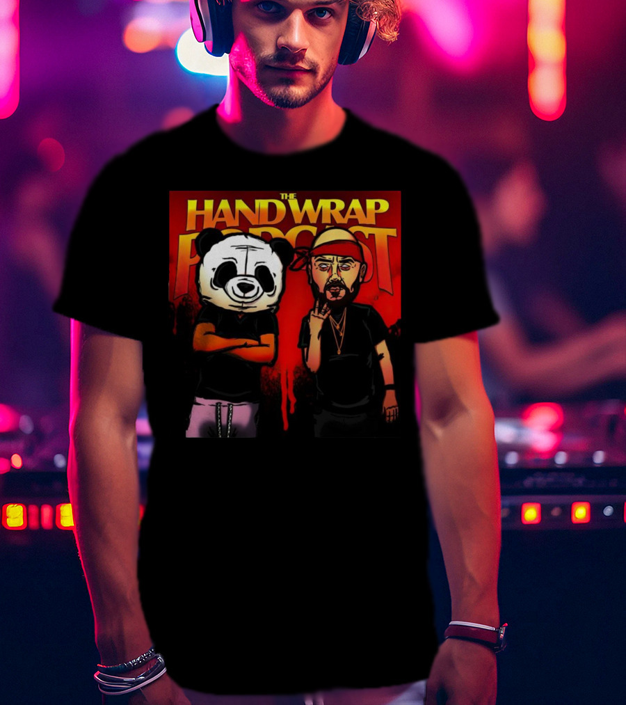 The Hand Wrap Podcast Panda Mask And Bandana Characters T-Shirt