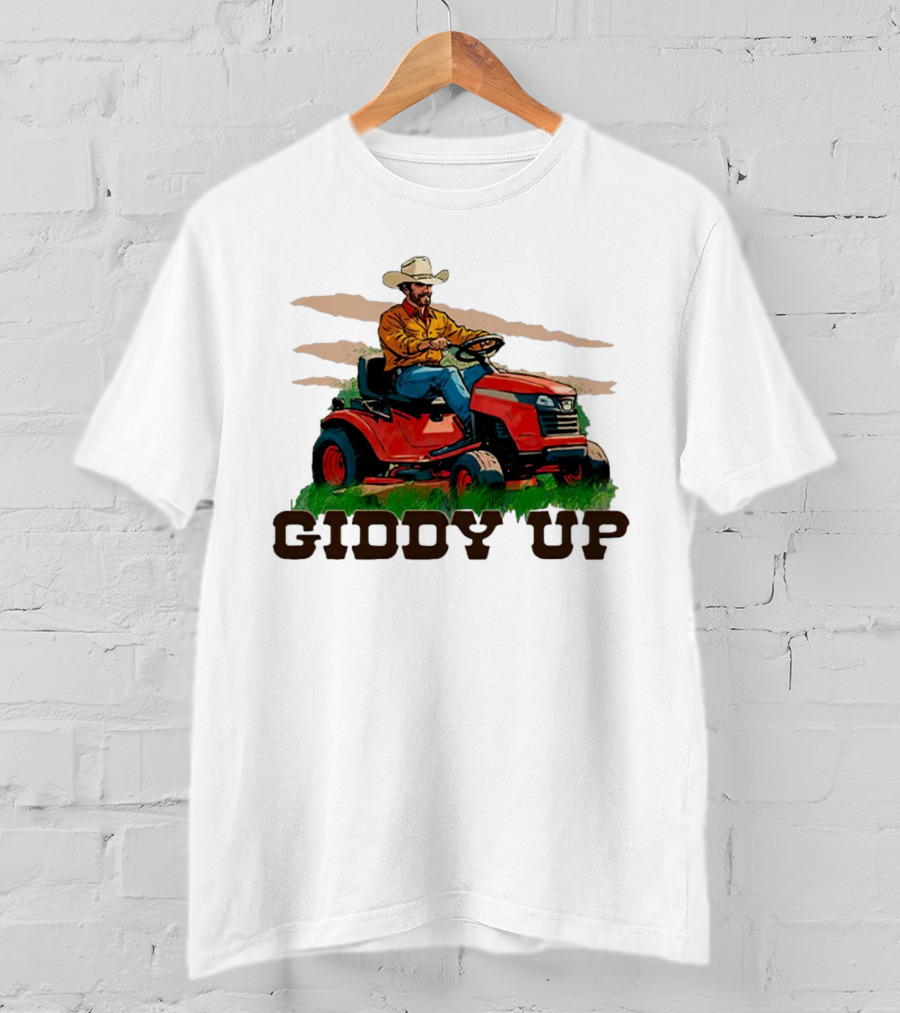 Giddy Up Cowboy On Lawn Mower T-Shirt