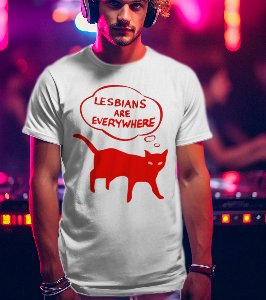 Lesbians Are Everywhere Red Cat T-Shirt