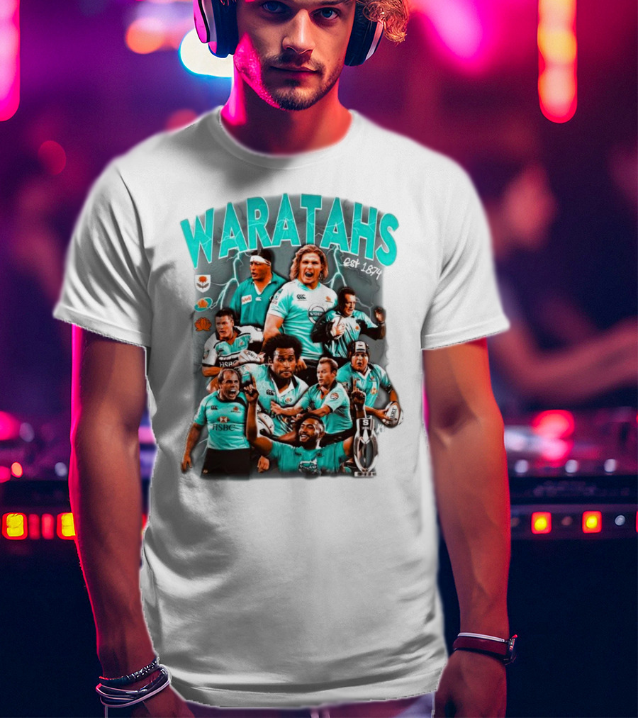 Waratahs Est 1874 Rugby Legends Portrait Featuring HSBC Team Players T-Shirt