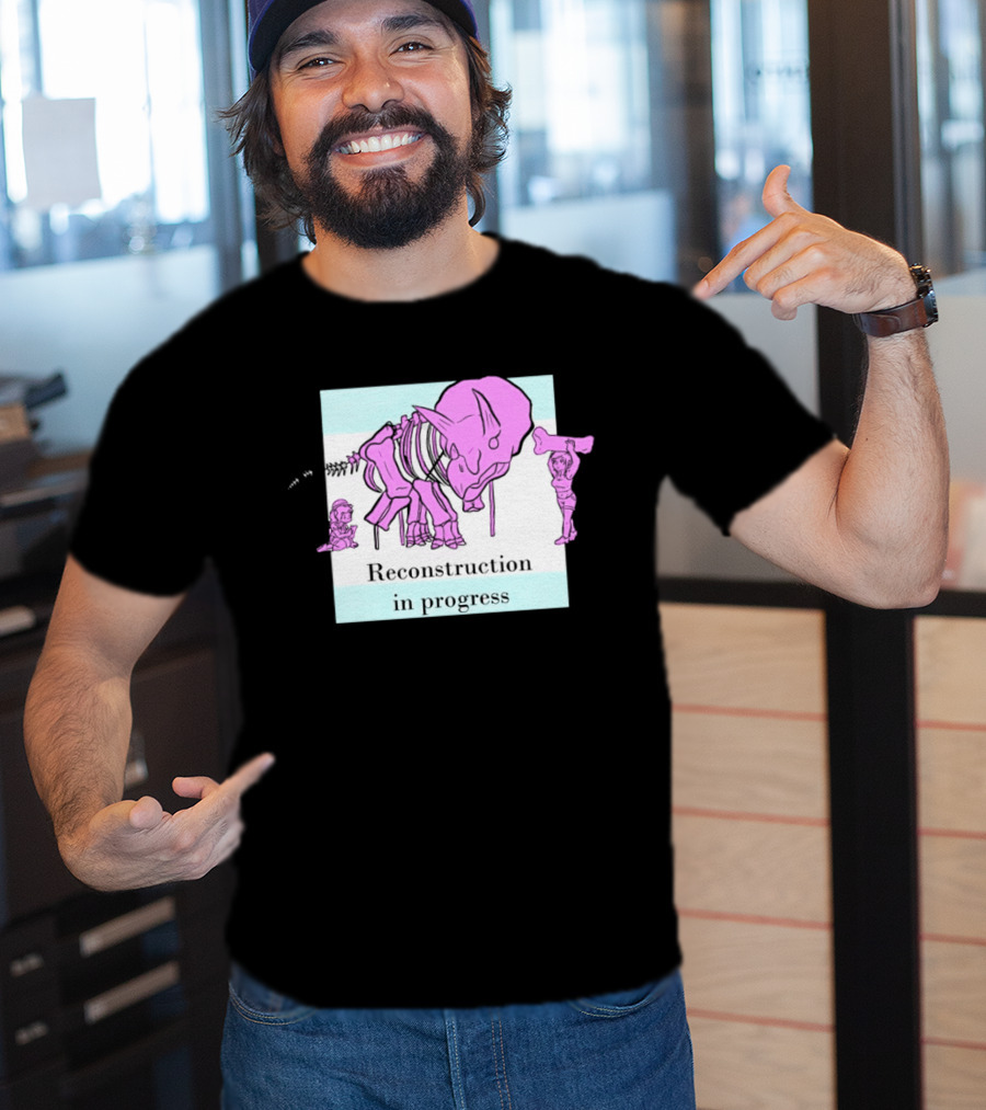 Reconstruction In Progress Pink Dinosaur Skeleton With Builders T-Shirt
