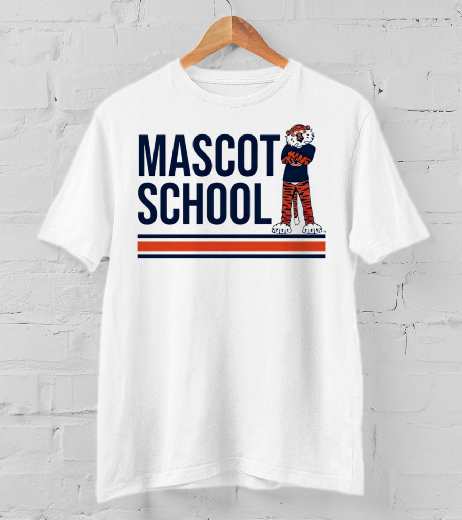 Auburn Tigers Mascot School Tiger Stripes Navy And Orange T-Shirt