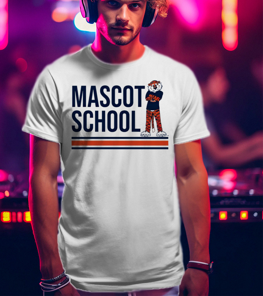 Auburn Tigers Mascot School Tiger Stripes Navy And Orange T-Shirt