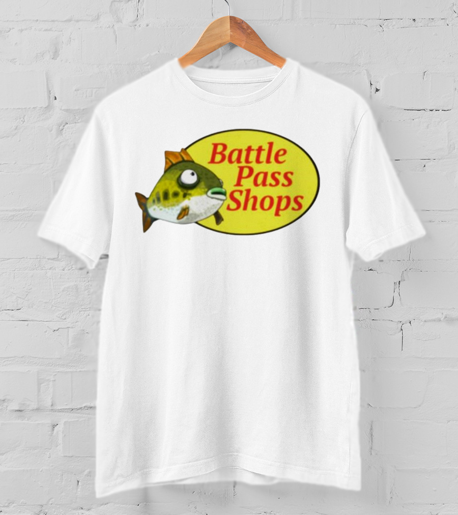 Battle Pass Shops Fish Logo Retro Inspired T-Shirt