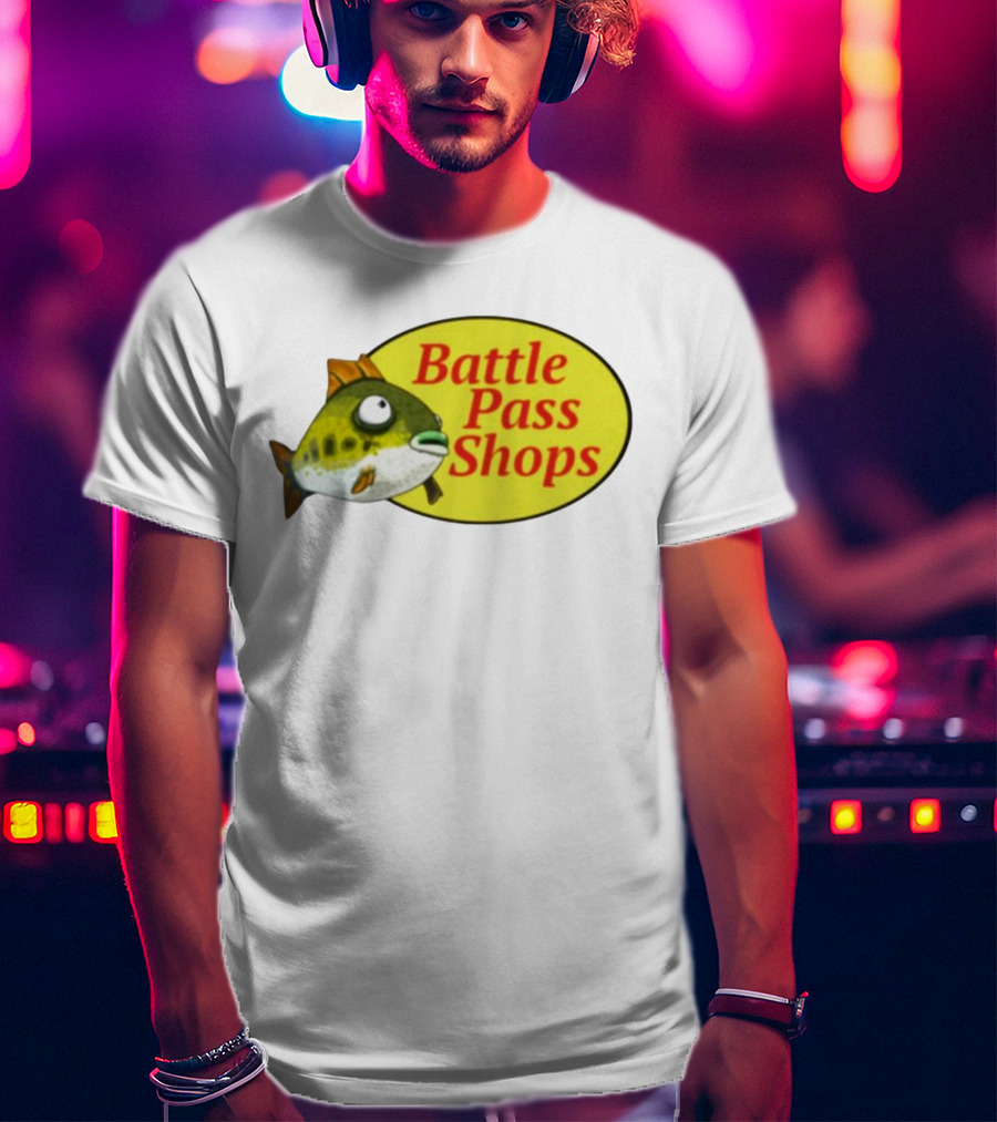Battle Pass Shops Fish Logo Retro Inspired T-Shirt