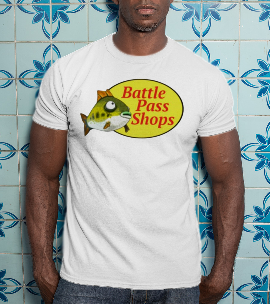 Battle Pass Shops Fish Logo Retro Inspired T-Shirt