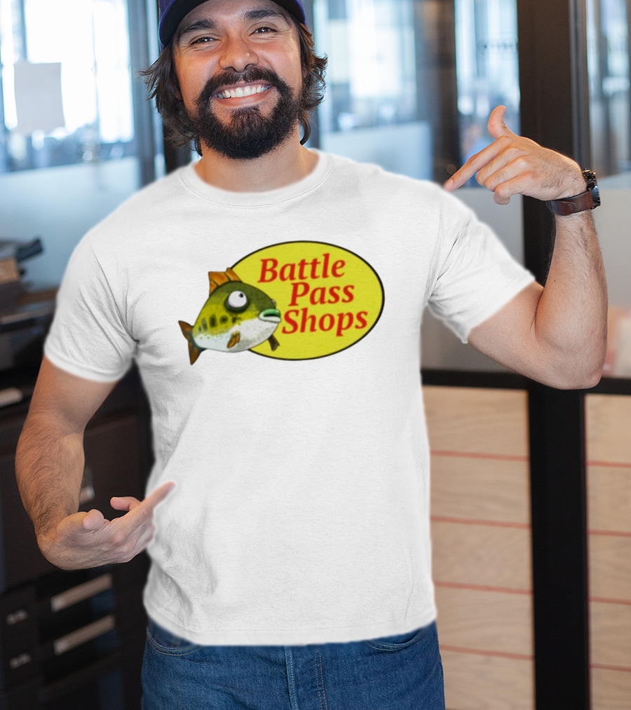 Battle Pass Shops Fish Logo Retro Inspired T-Shirt
