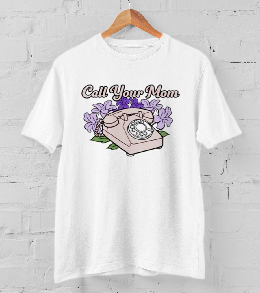 Call Your Mom Floral Vintage Telephone T-Shirt