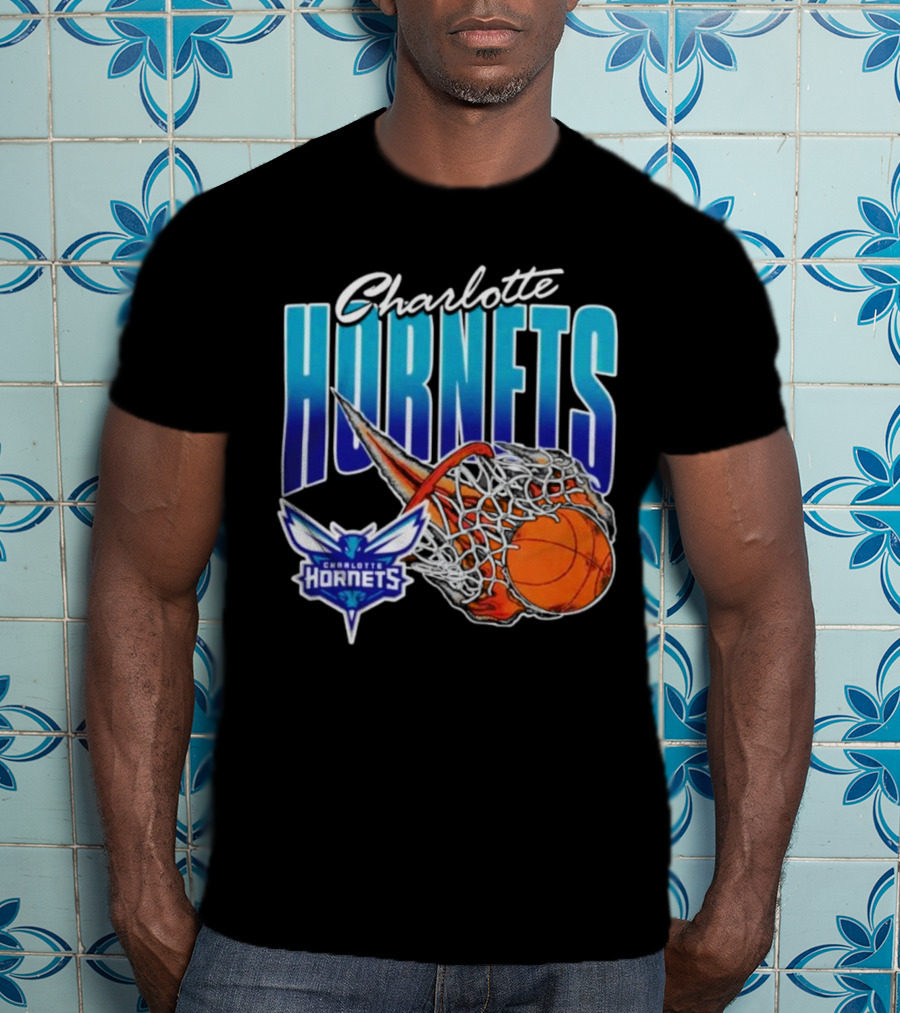 Charlotte Hornets Basketball Fire And Net T-Shirt