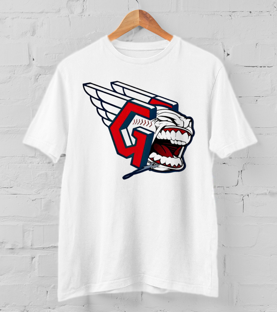 Cleveland Guardians Wings Logo With Fierce Expression T-Shirt