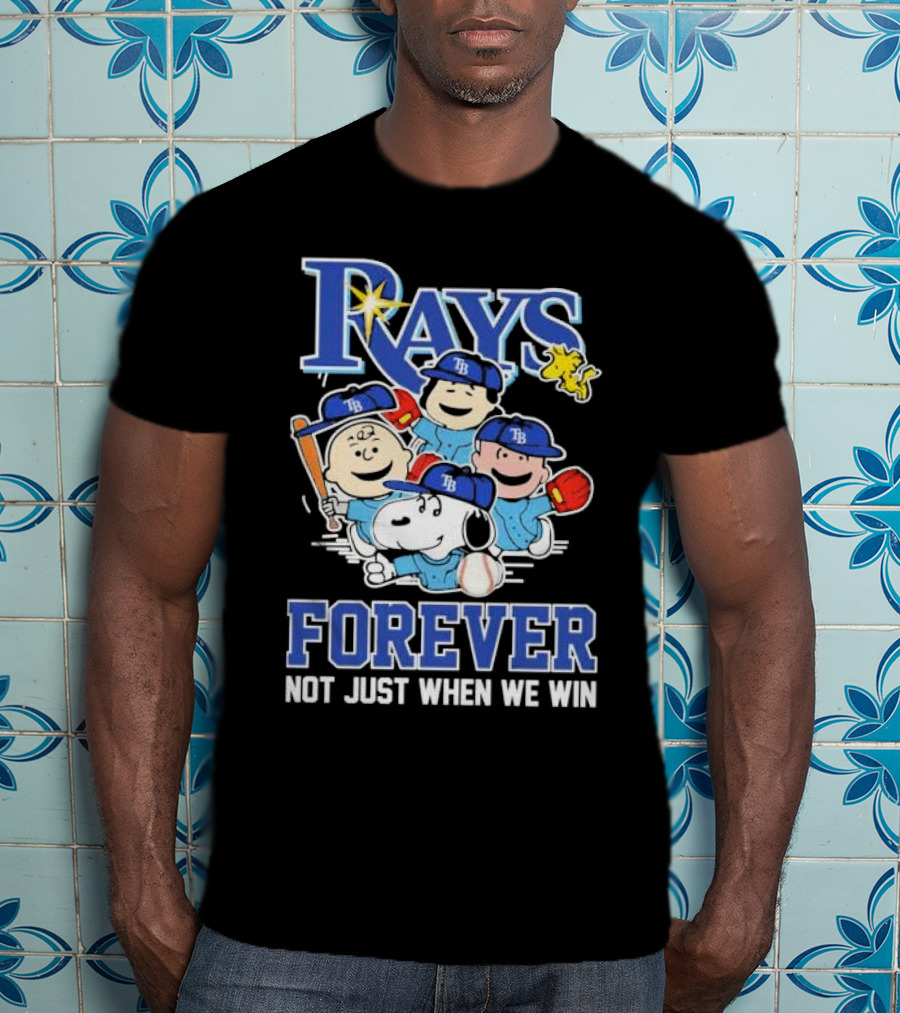 Tampa Bay Rays Peanuts Characters Baseball Forever Not Just When We Win T-Shirt