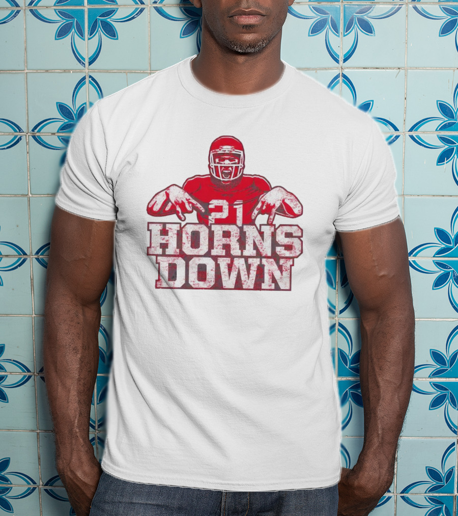 21 Horns Down Arkansas Razorbacks Football T-Shirt