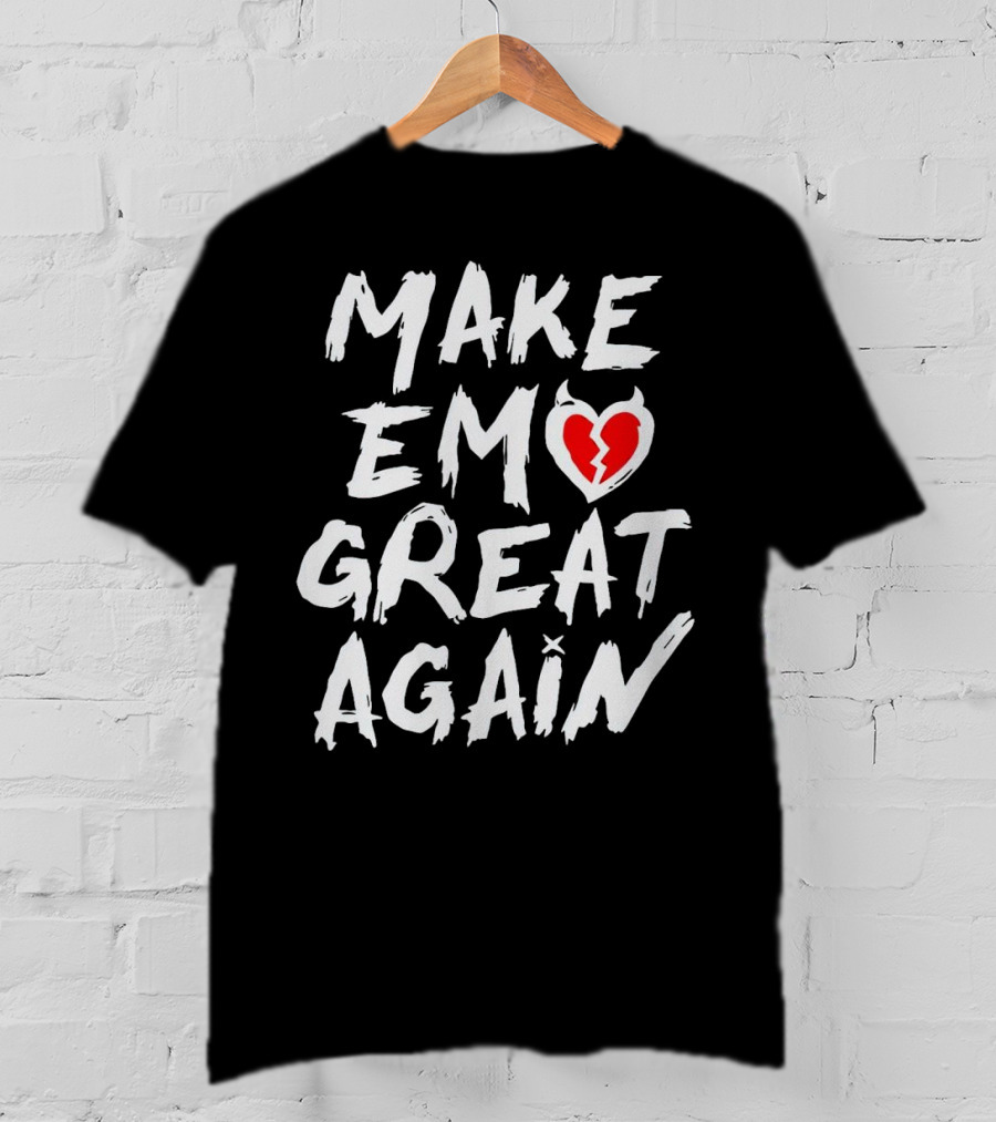MAKE EMO GREAT AGAIN Broken Heart Devil Horns T-Shirt