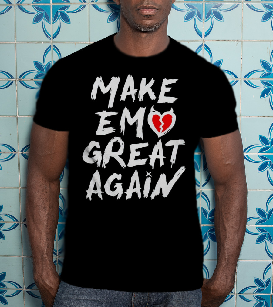 MAKE EMO GREAT AGAIN Broken Heart Devil Horns T-Shirt
