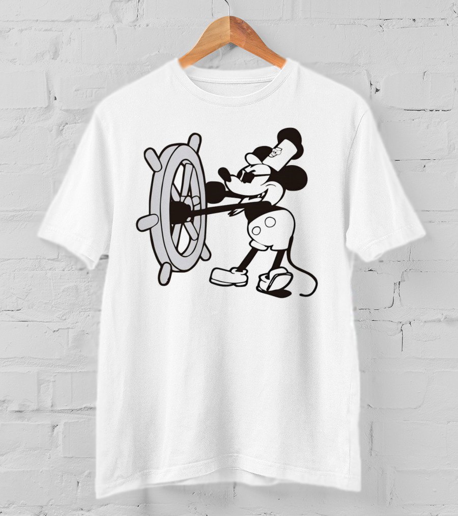 Steamboat Willie Mickey Mouse Pirate Steering Wheel T-Shirt