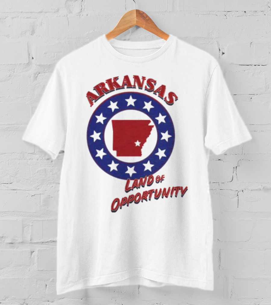 Arkansas Land Of Opportunity Red State Blue Star Circle T-Shirt