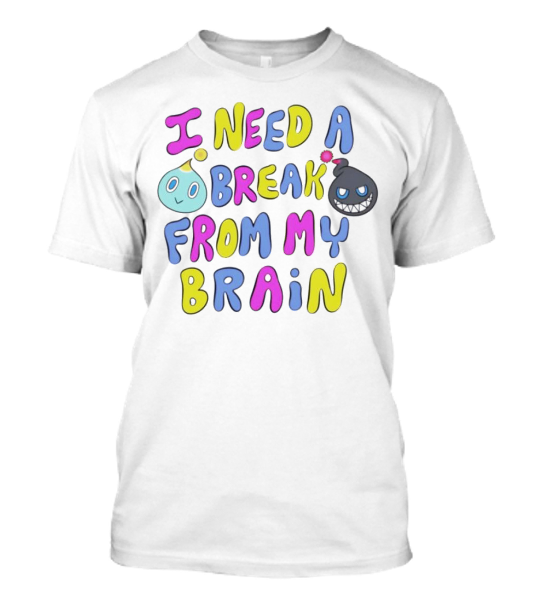 I Need A Break From My Brain With Playful Cartoon Characters T-Shirt