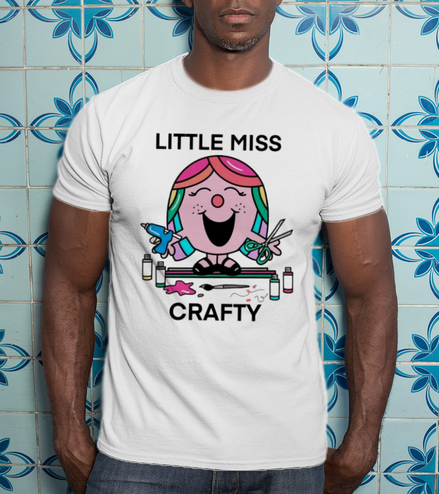Little Miss Crafty Colorful Art Tools And Smiling Character T-Shirt