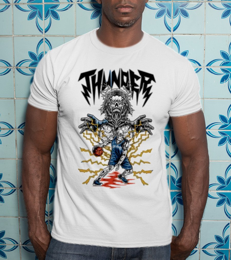 THUNDER Basketball Skeleton Power Burst T-Shirt