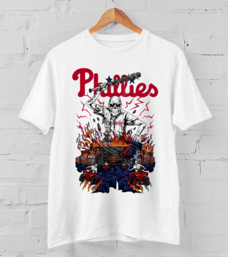 Phillies Ring The Bell Skeleton Flames T-Shirt