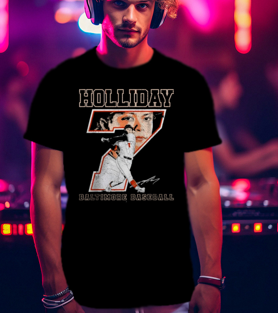 Holliday Number 7 Baltimore Baseball Signature T-Shirt