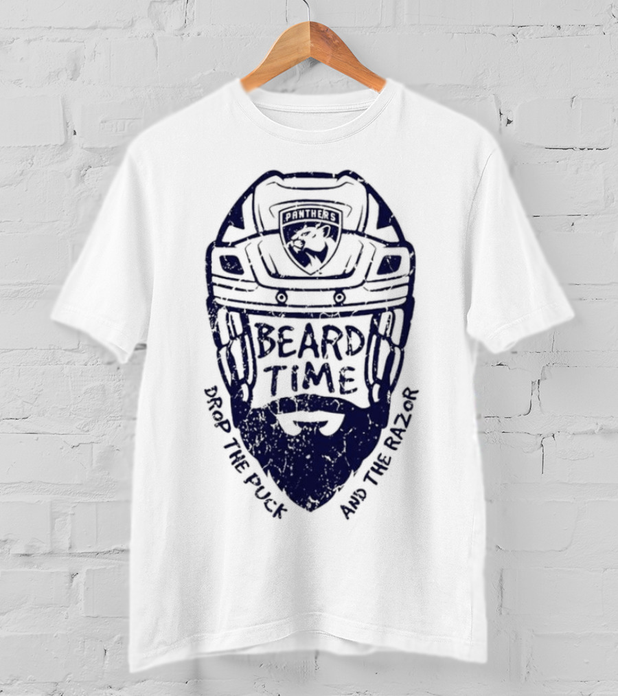 Florida Panthers Beard Time Drop The Puck And The Razor Hockey T-Shirt