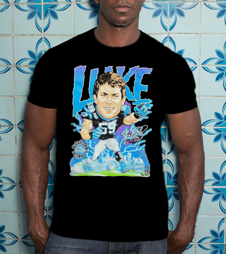Luke Kuechly Carolina Panthers 59 Glory Days Icons Caricature T-Shirt