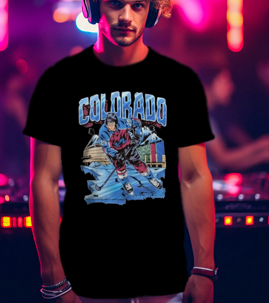 Colorado Avalanche Nathan MacKinnon Hockey 29 Ice Arena Colorado T-Shirt