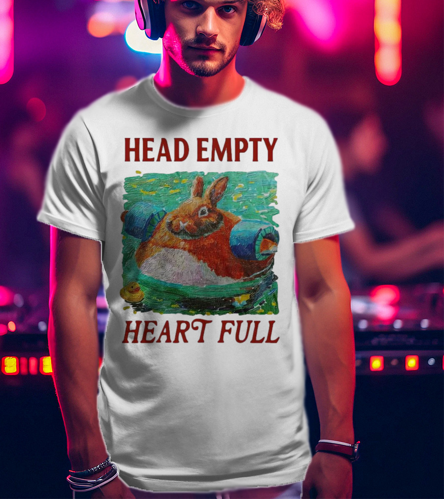 Head Empty Heart Full Bunny Floaties Pool Rubber Duck T-Shirt