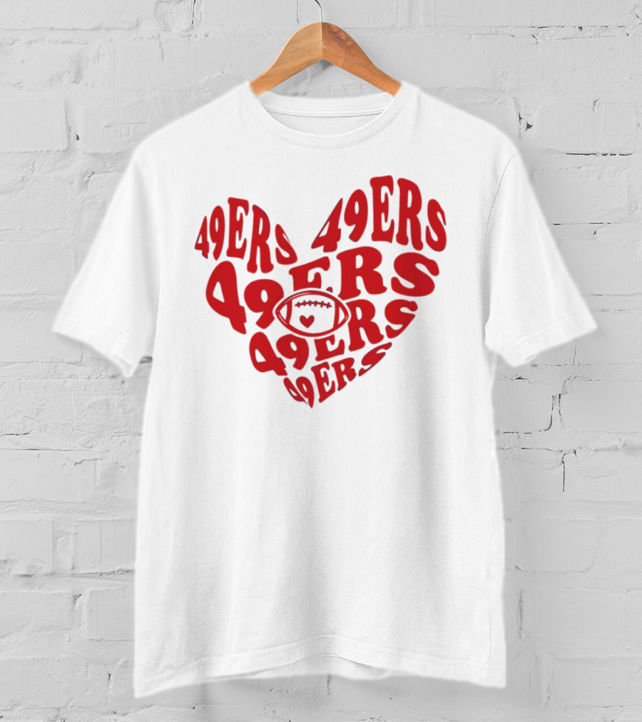 49ers Football Heart Typography T-Shirt