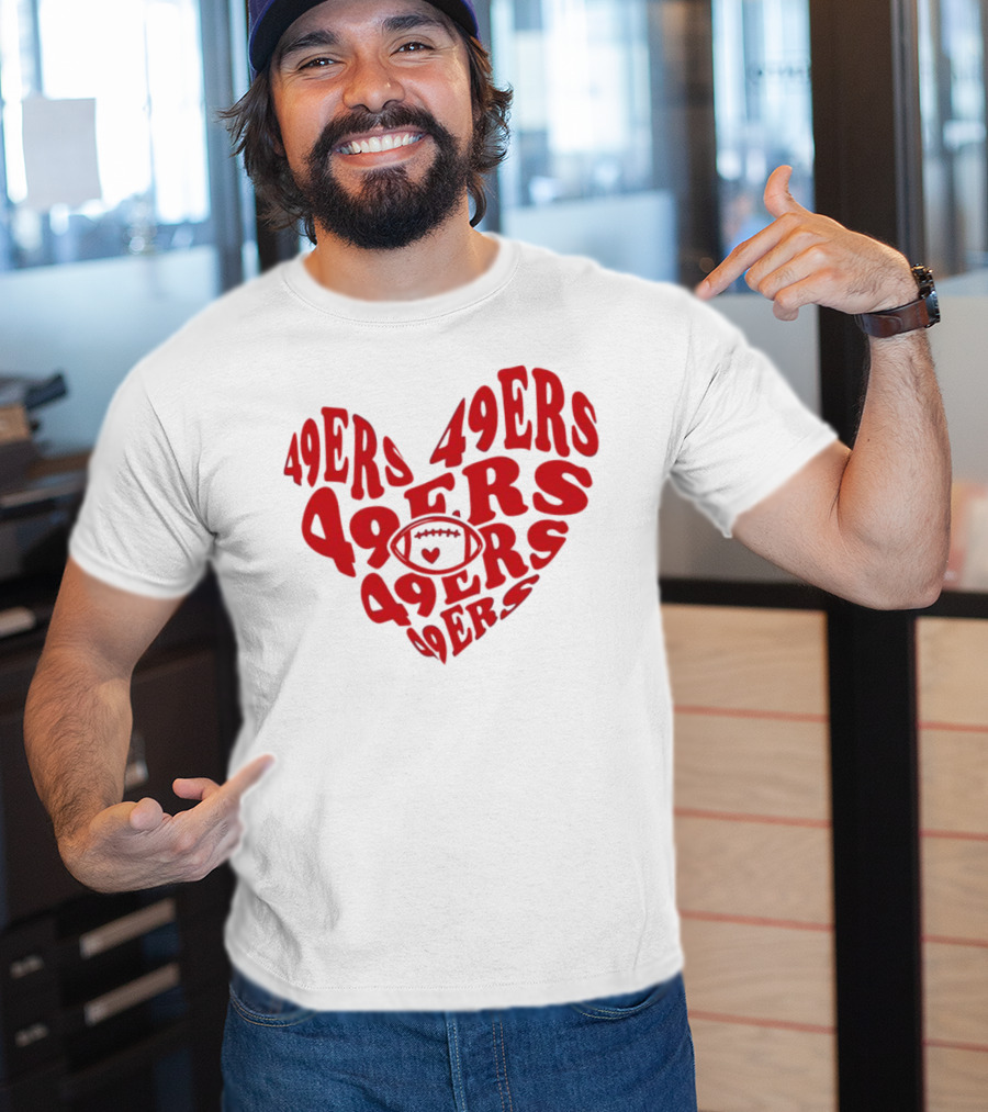 49ers Football Heart Typography T-Shirt