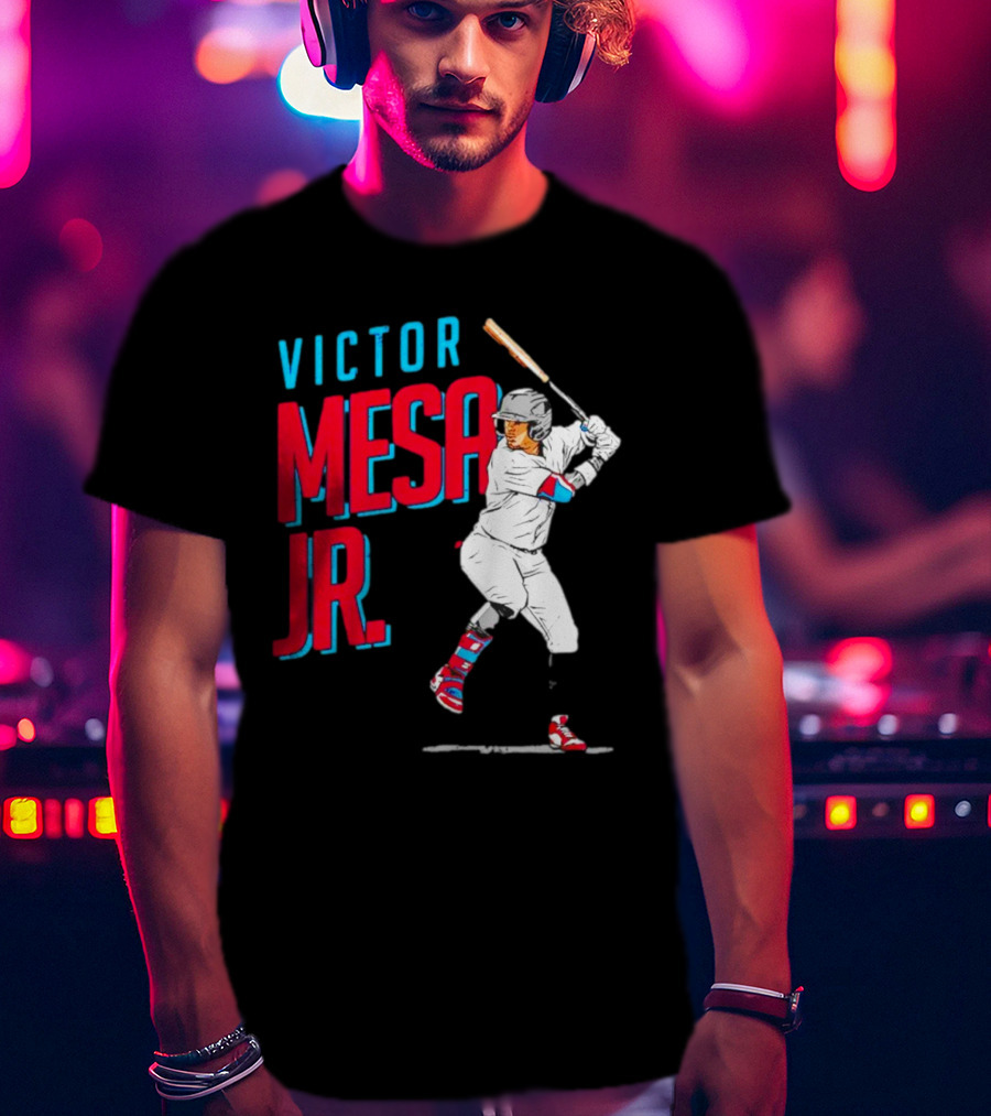 Victor Mesa Jr. Baseball Player With Bat And Colorful Socks T-Shirt
