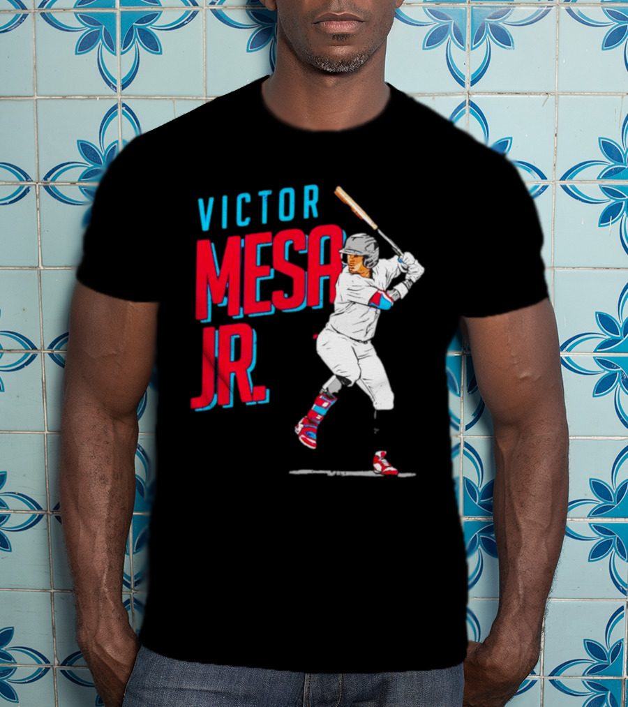 Victor Mesa Jr. Baseball Player With Bat And Colorful Socks T-Shirt