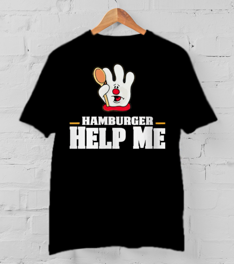 Hamburger Help Me Glove Holding Spoon Retro T-Shirt