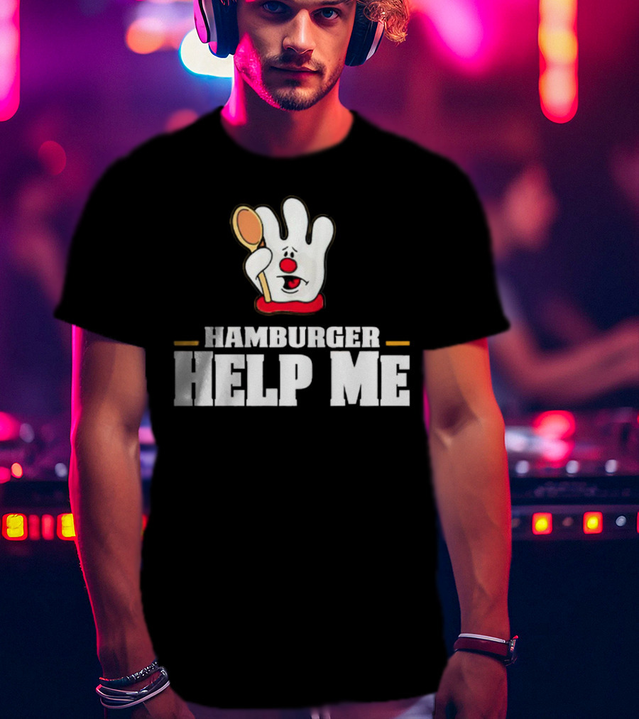 Hamburger Help Me Glove Holding Spoon Retro T-Shirt