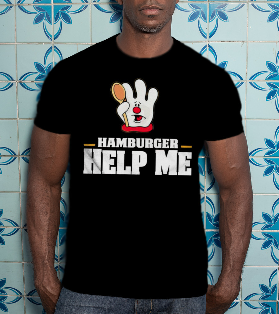 Hamburger Help Me Glove Holding Spoon Retro T-Shirt