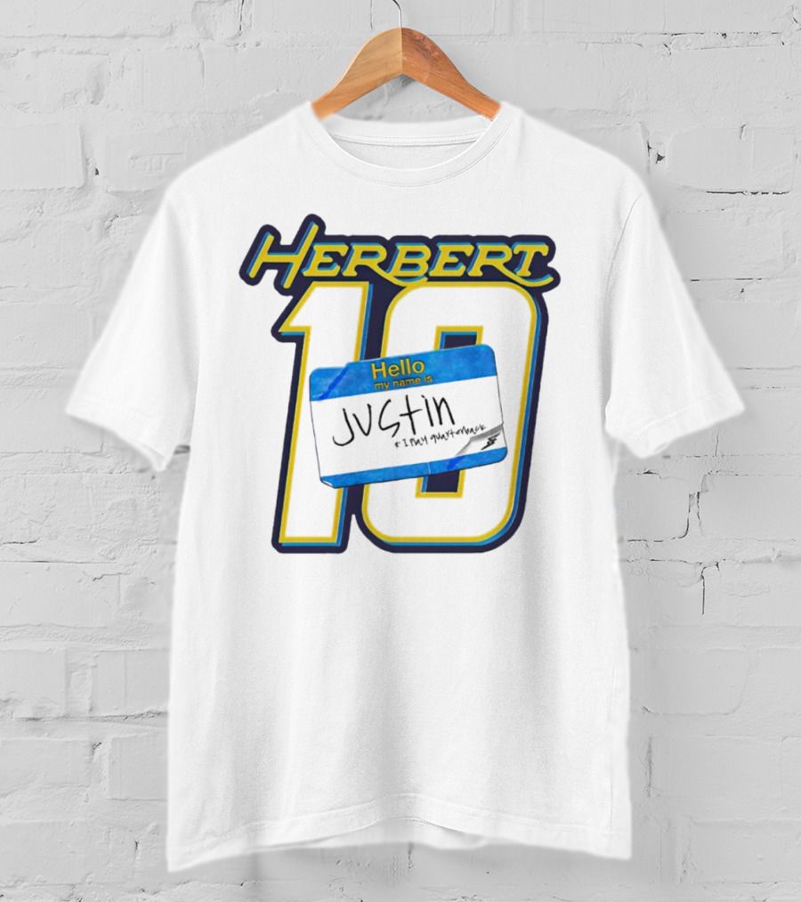 Herbert 10 Hello My Name Is Justin I Play Quarterback T-Shirt