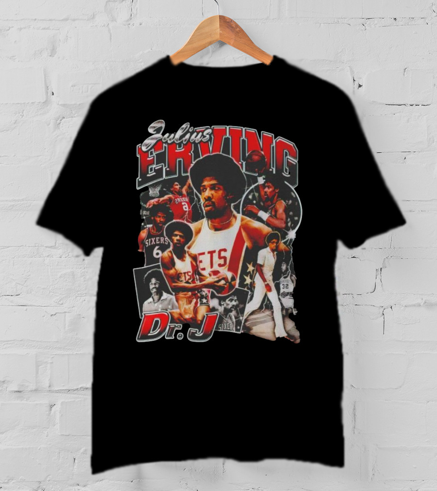 Julius Erving Dr J Sixers Nets Basketball Legend T-Shirt