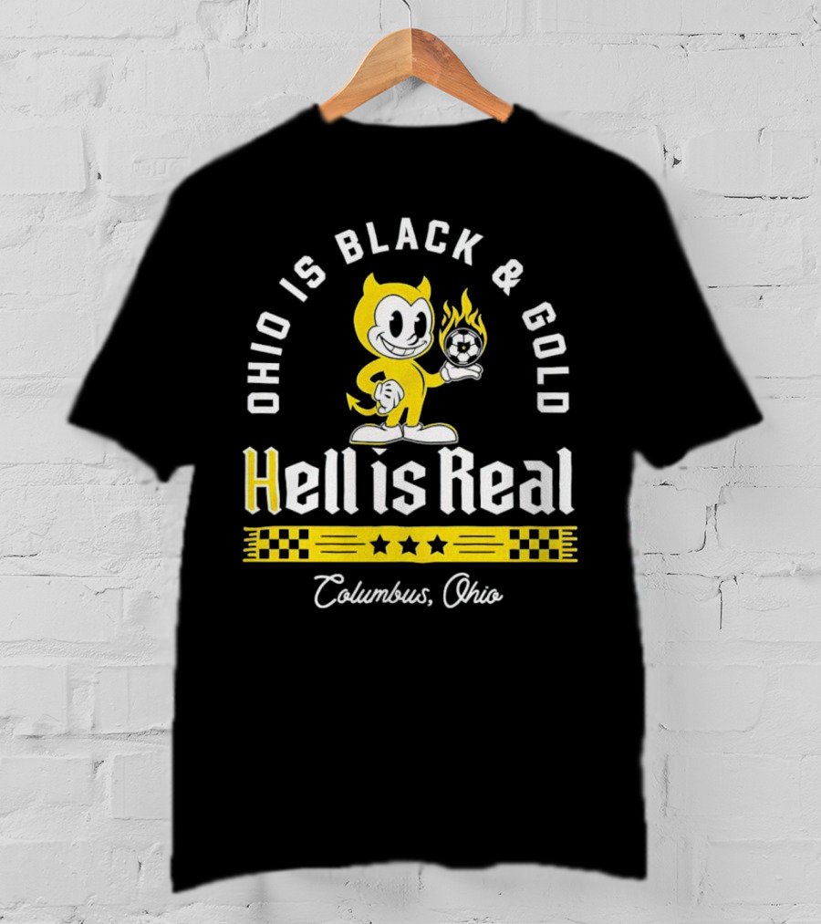 Ohio Is Black And Gold Hell Is Real Columbus Soccer Devil T-Shirt