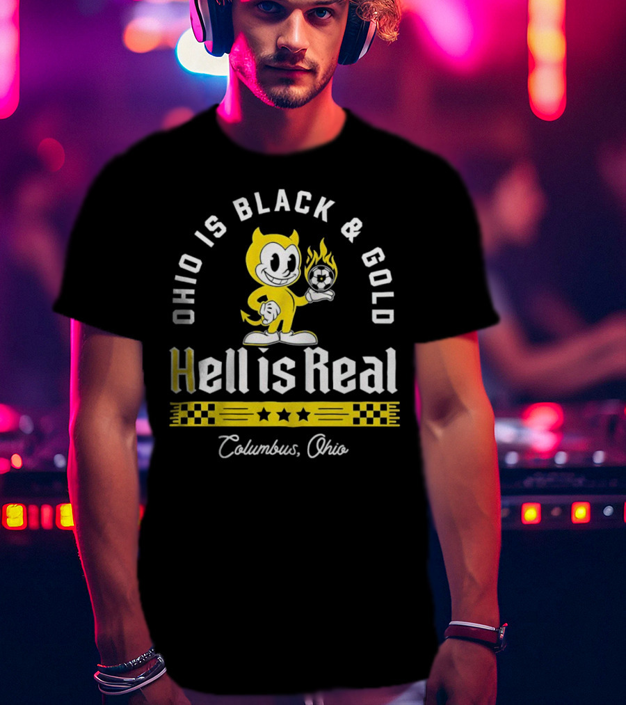 Ohio Is Black And Gold Hell Is Real Columbus Soccer Devil T-Shirt
