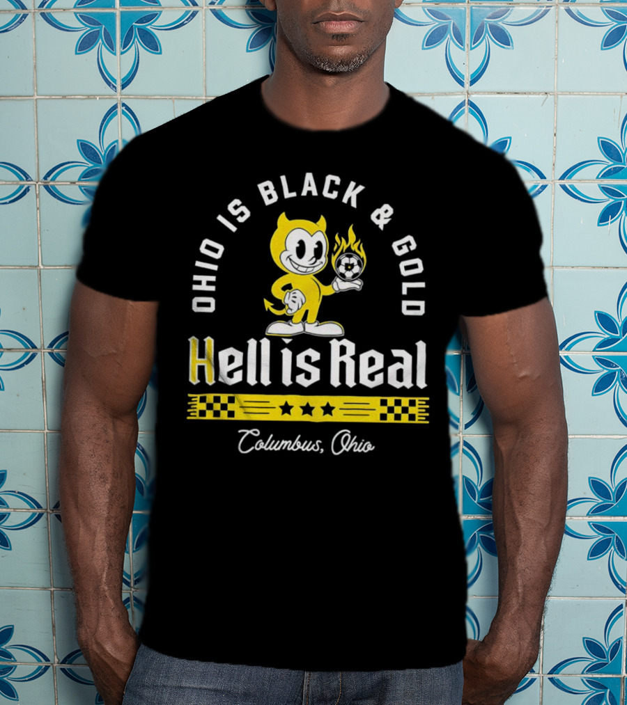 Ohio Is Black And Gold Hell Is Real Columbus Soccer Devil T-Shirt