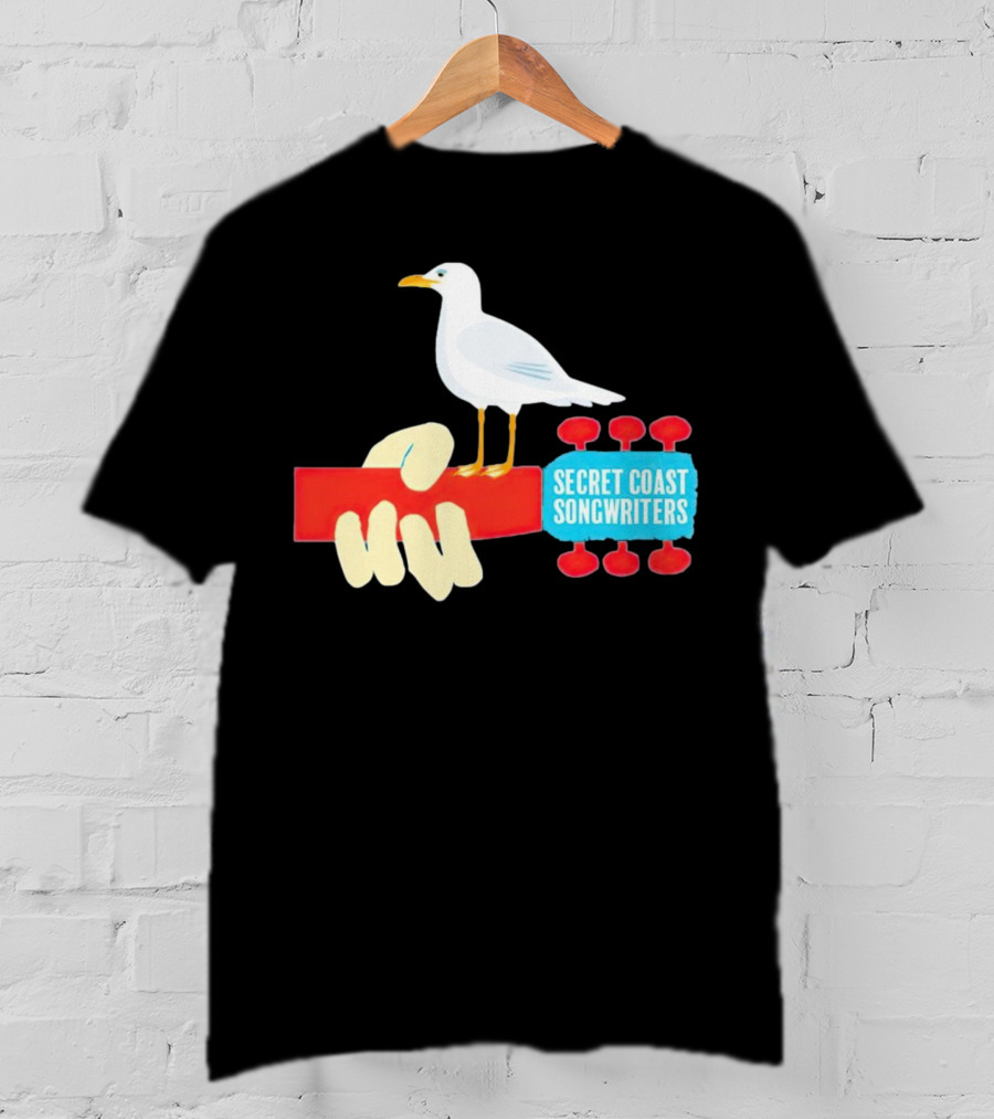 Secret Coast Songwriters Seagull On Red Guitar Neck T-Shirt