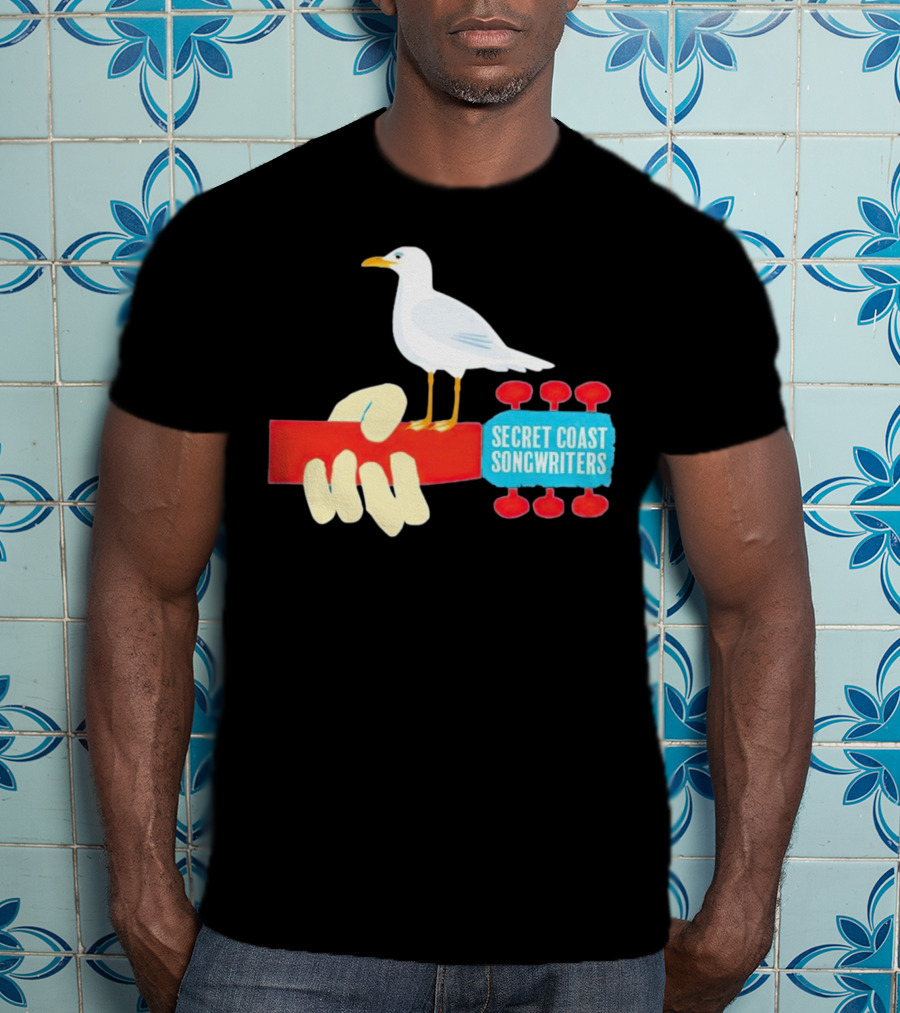 Secret Coast Songwriters Seagull On Red Guitar Neck T-Shirt