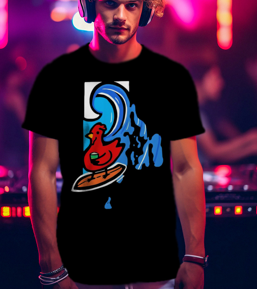 Rhode Island Surfing Chicken With Wave T-Shirt