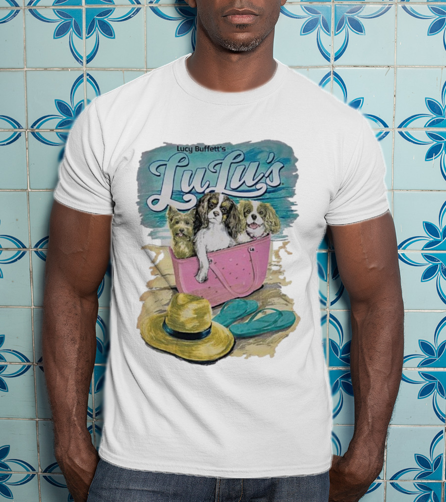 Lucy Buffett’s LuLu’s Beach Dogs In Pink Bag With Hat And Flip-Flops T-Shirt
