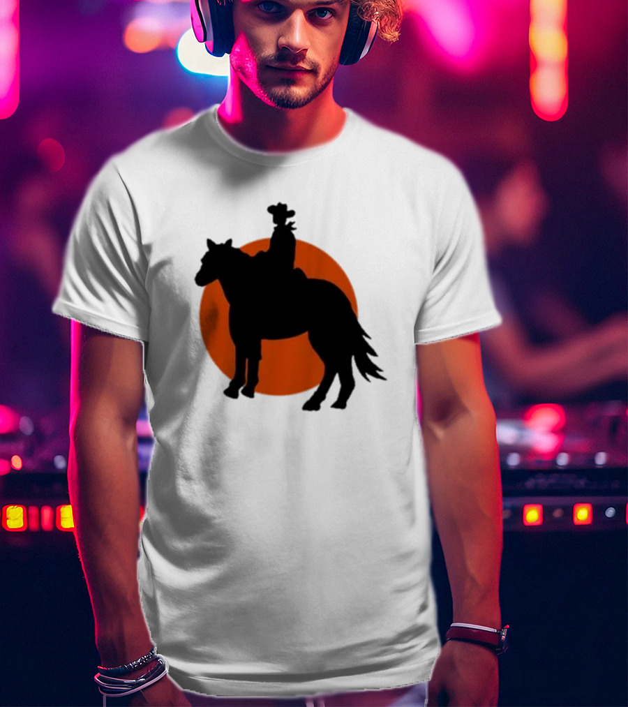 Alex Cowboy Bargain Silhouette Against Sunset T-Shirt
