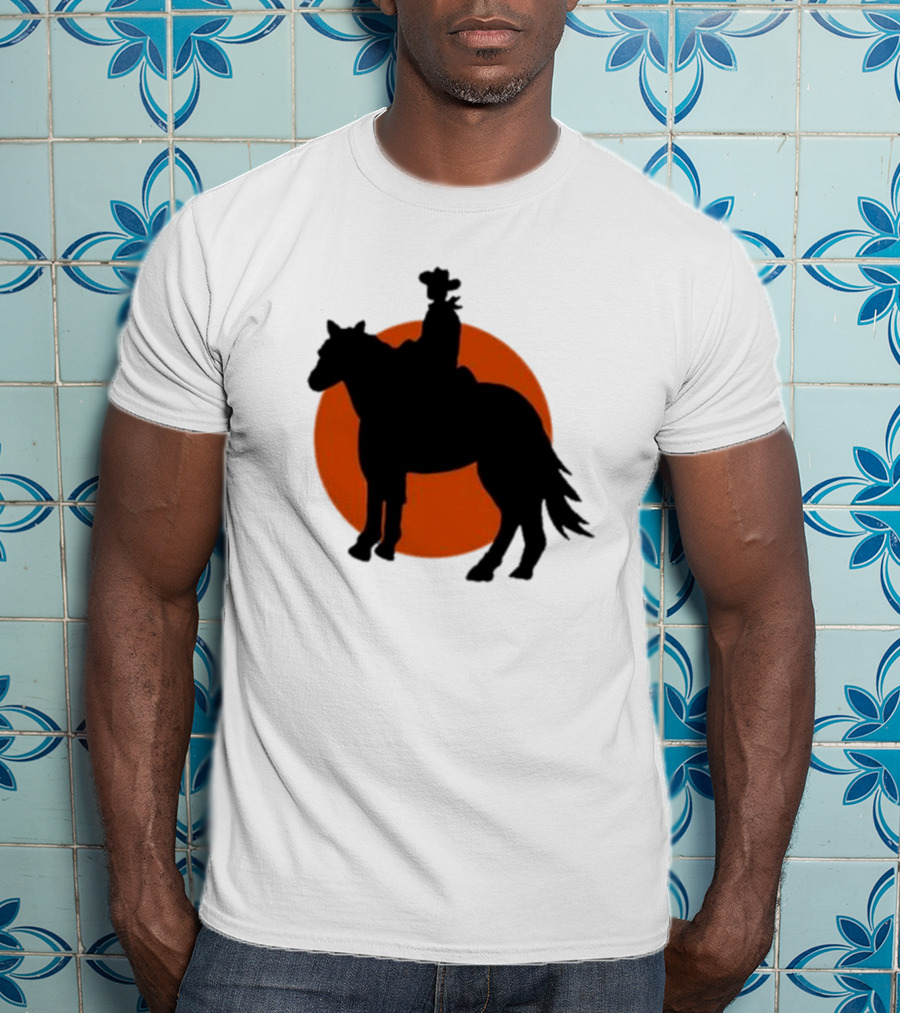 Alex Cowboy Bargain Silhouette Against Sunset T-Shirt
