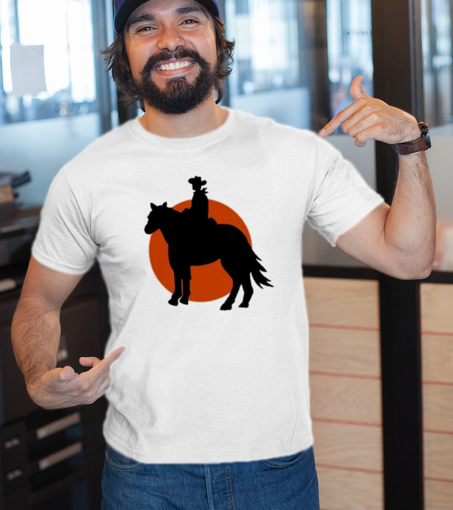 Alex Cowboy Bargain Silhouette Against Sunset T-Shirt