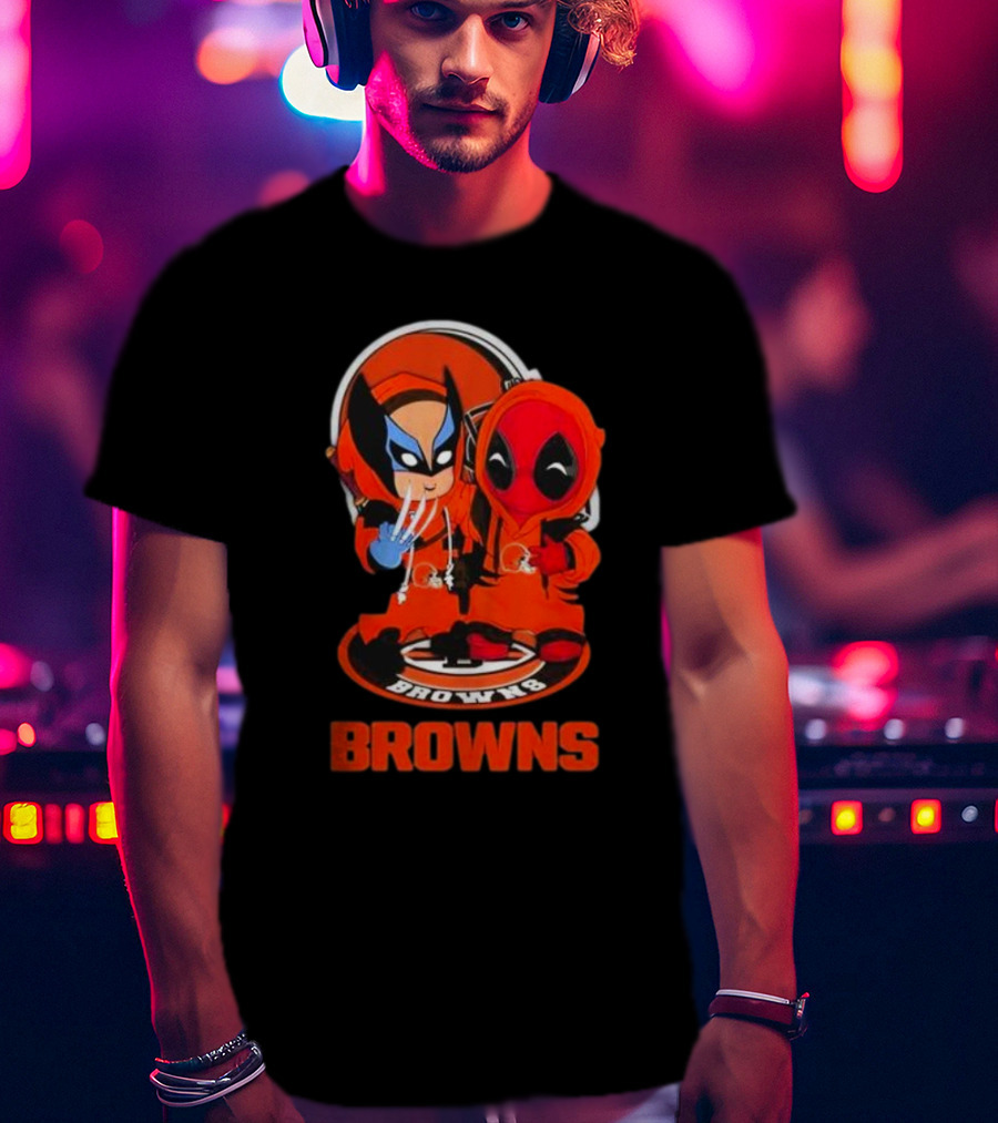 Cleveland Browns Marvel Wolverine Deadpool Browns Fans T-Shirt