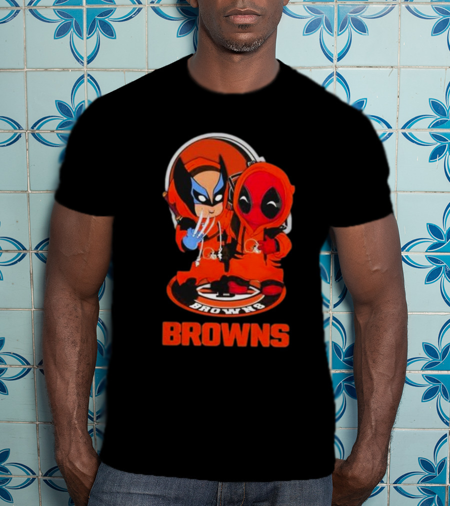 Cleveland Browns Marvel Wolverine Deadpool Browns Fans T-Shirt